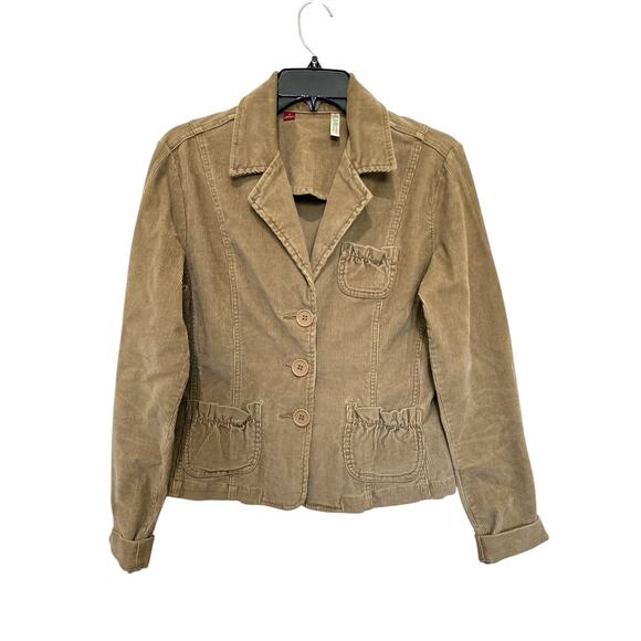 Vintage 90s Y2K era Bill Blass L corduroy jacket light brown/tan cropped blazer - Picture 2 of 11